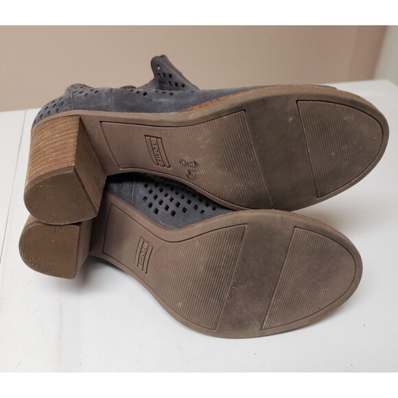 Tom’s Gray Perforated Open Toe Chunky Heel Ankle Boot w/ Tassel Zipper Sz 8 PO-E - Picture 12 of 12
